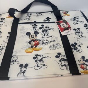 NWT. Primark Disney Mickey Mouse White and Black zipper Reusable Tote